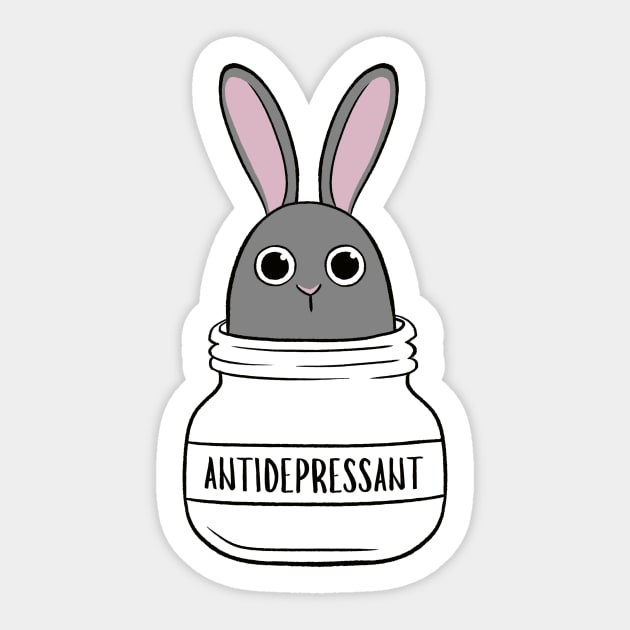 Antidepressant Bunny 5 Sticker by Firlefanzzz